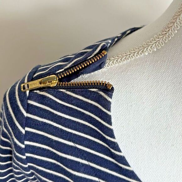 Boden Blue stripe Zip Shoulder Shift Dress Pockets Corpcore  womens size 6 - Picture 8 of 12